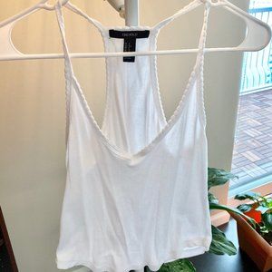 White Cropped Racerback Cami Tank